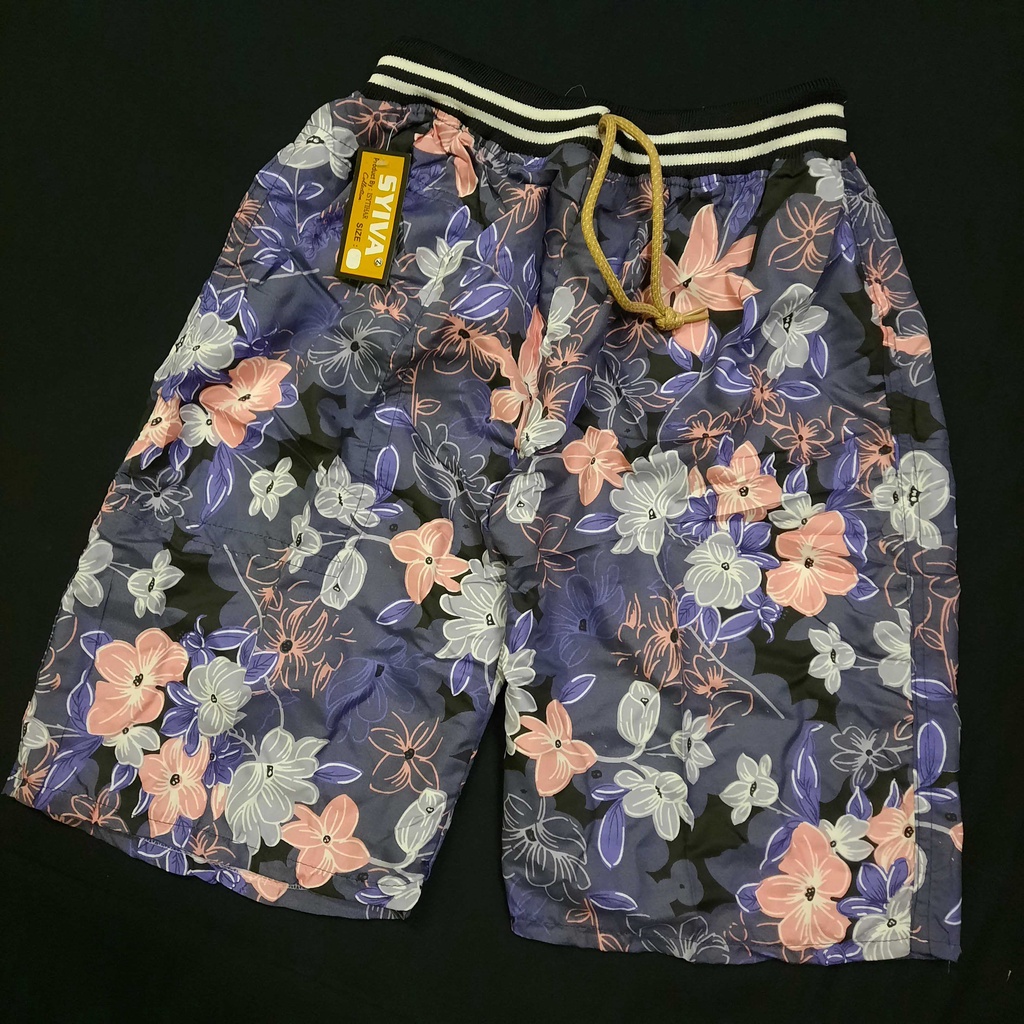Celana Pendek Pria Motif  Bunga Bahan Strecth Casual Kolor Rip Grosir Murah OBRAL balik harga