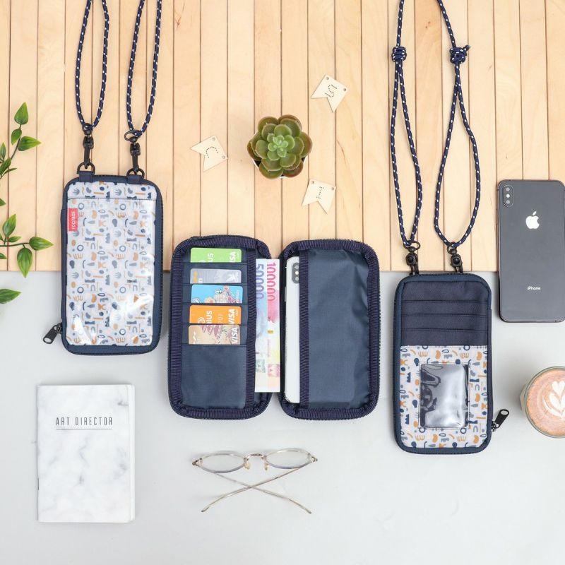 GANTUNGAN DOMPET HP DAN KARTU HANGING WALET MOTIF KEREN MULTIFUNGSI PRIA WANITA