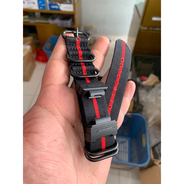 Strap Tali Jam Tangan G-shock Nato Zulu hitam list merah 24MM