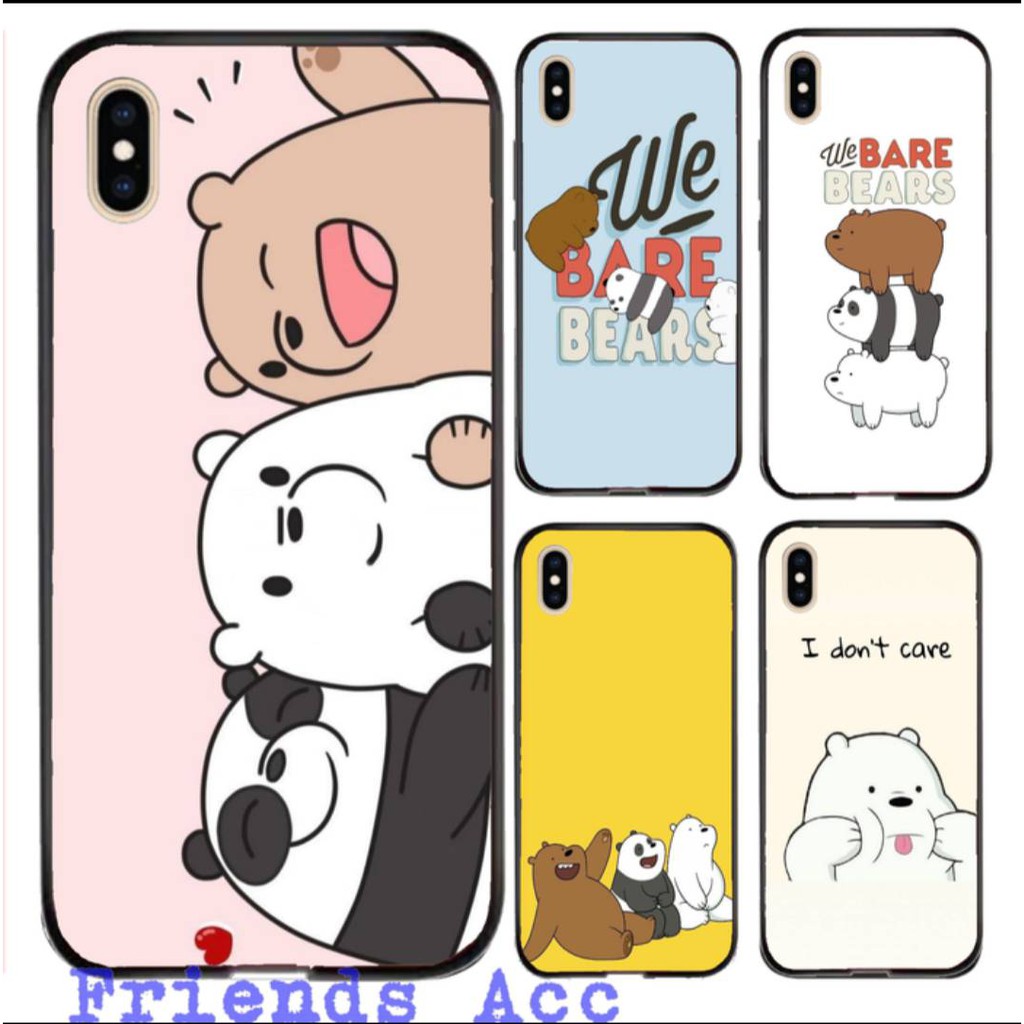 OPPO A3S , OPPO A71 , OPPO A83 , OPPO F3 / A77 PREMIUM CASE CASING GLASS MOTIF WE BARE BEARS