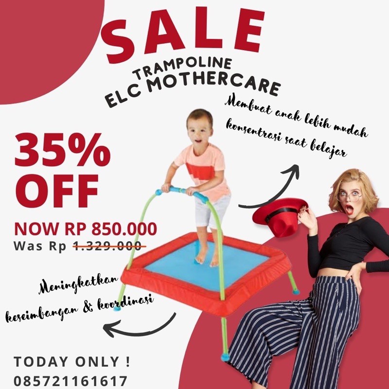 TRAMPOLIN ELC JUNIOR MOTHERCARE / Trampoline ELC Original New Mainan Bayi dan Anak Luar Ruang Prom