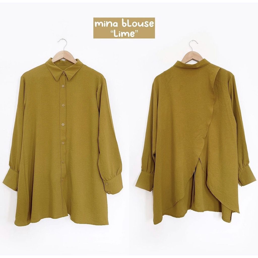 HUM - ZFS OOTD Tunik Polos Tanpa Kantong / MINA CRINCLE TUNIK / Tunik Lengan Panjang / Tunik Wanita 