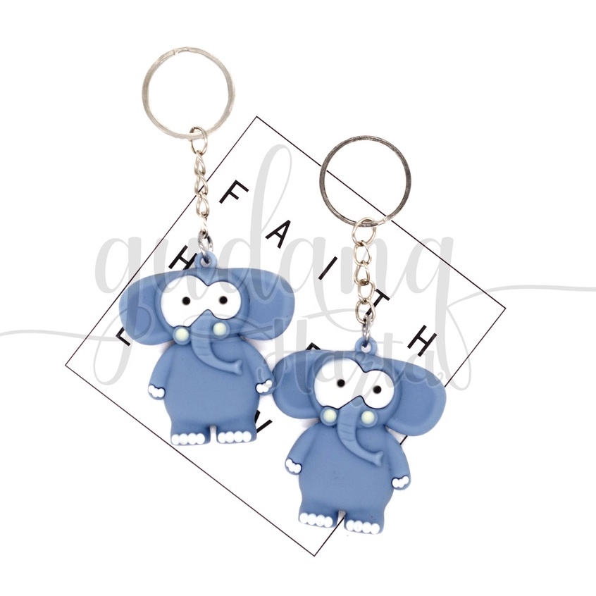 Gantungan Kunci Big Eyes Animal Keychain Cow Elephant Lion GH 302003