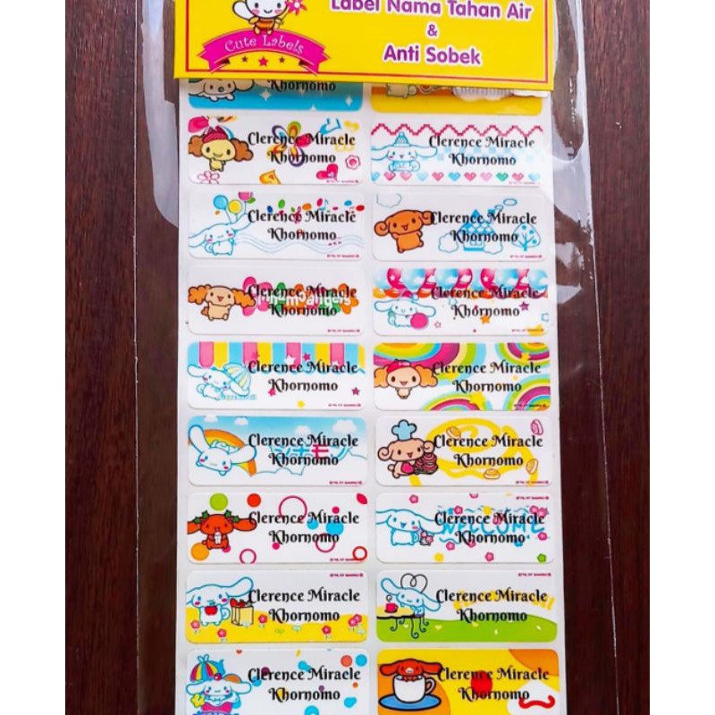 

Label/sticker nama waterproof dan anti sobek motif Cinnamon Roll