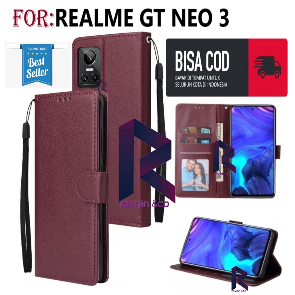FLIP COVER REALME GT NEO 3 CASING DOMPET FLIP WALLET LEATHER KULIT PREMIUM SARUNG BUKA TUTUP FLIP CASE REALME GT NEO 3