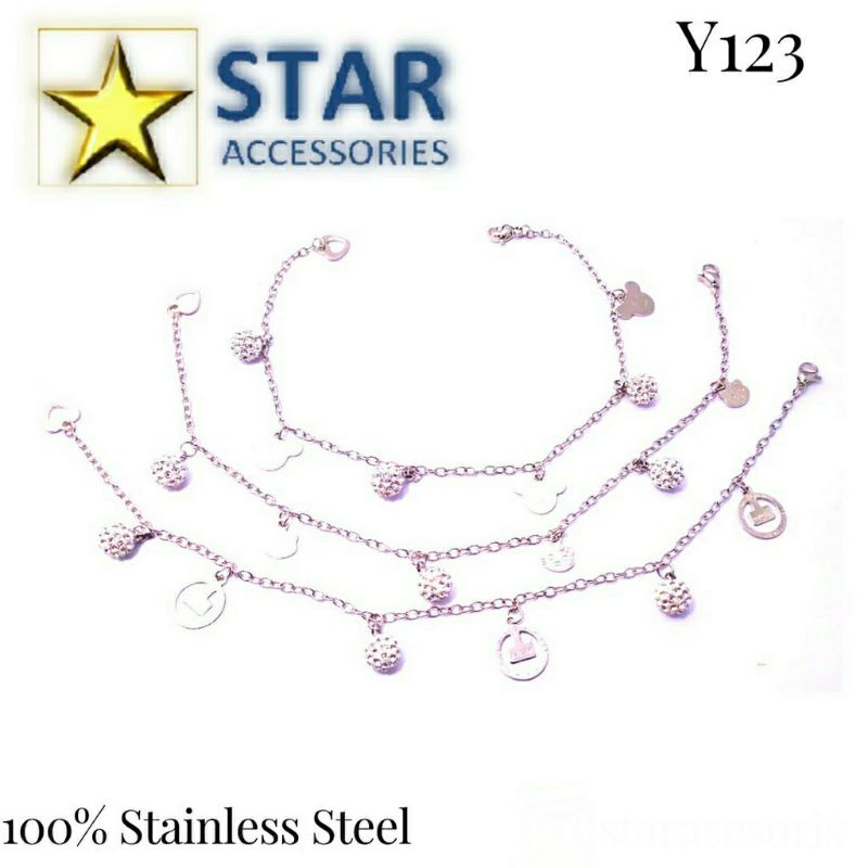 Gelang Kaki Titanium Silver | Gelang Kaki Titanium Bandul Anti Karat