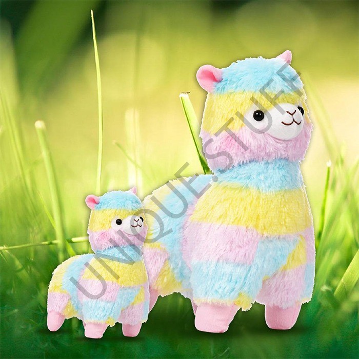 Boneka alpaca rainbow import alpacasso soft plush alpaca doll