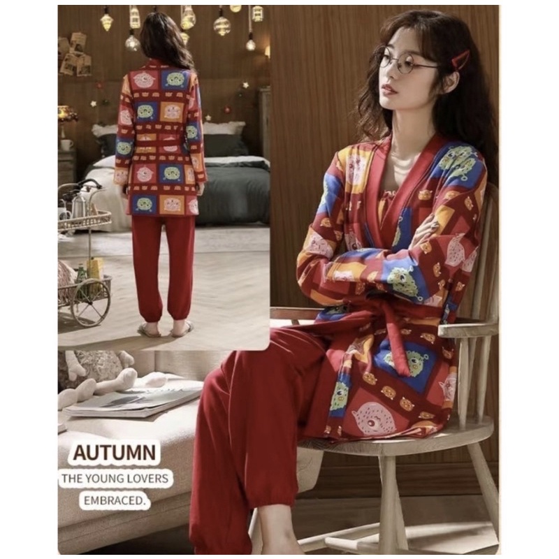 PIYAMA KAOS IMPORT KIMONO SETELAN JOGGER PANTS MOTIF NEW ARRIVAL SIZE M-2XL BAJU TIDUR CUTE BEST