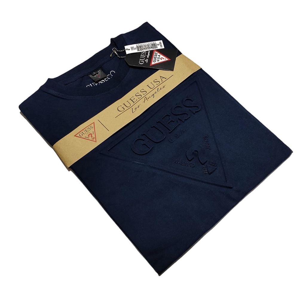 T-Shirt Guess Embos Segitiga l Kaos Guess Sablon Timbul Premium Quality