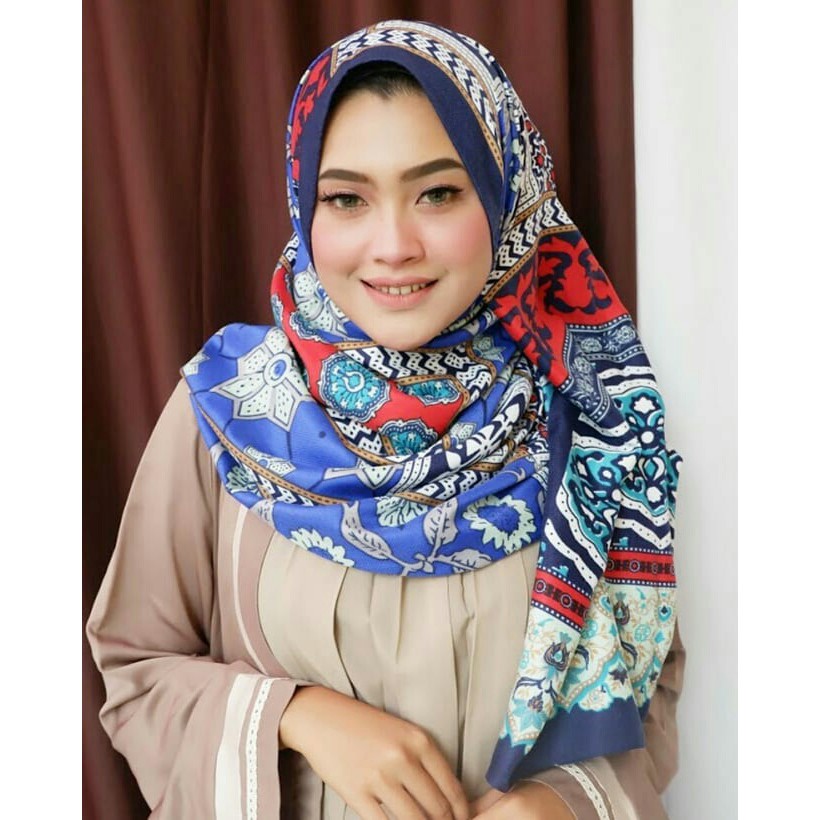 ITSFRIDAY Fiona Scarf - Premium Pashmina Shawl Selendang Syal Pasmina Hijab Import Motif Pattern Aestetic Blue