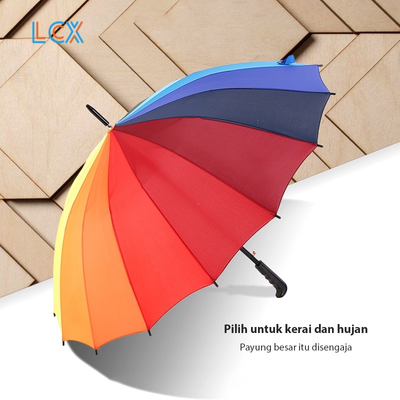 LCX Payung Pelangi 128cm 16warna Rainbow Anak Jas Hujan Tenda Taman VS-103