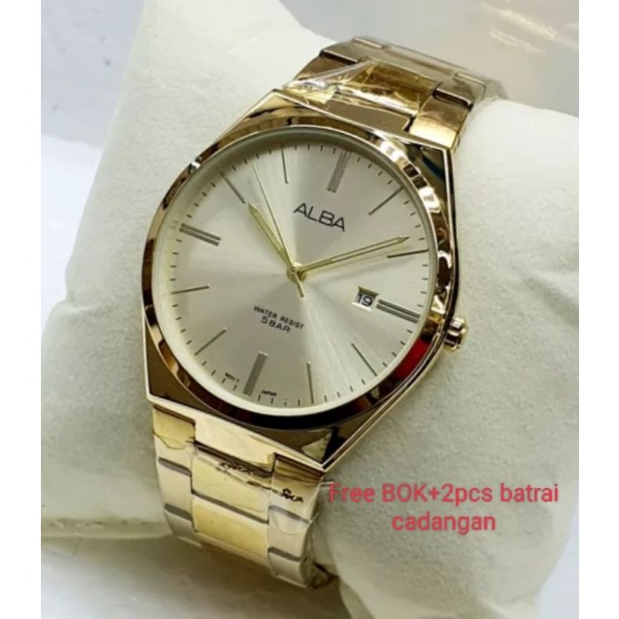 JAM Tangan Pria Dewasa Anti Air | Jam Tangan Alba Rantai stainless Steel Date aktif