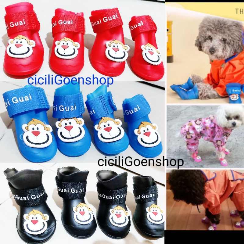 4 pc Sepatu boot anjing anti air hujan murah