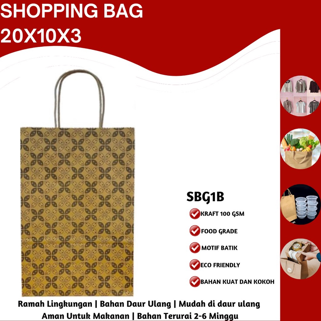 Paper Bag Shopping Bag Kantong Kertas (SBG1B-20X10X30 Cm)