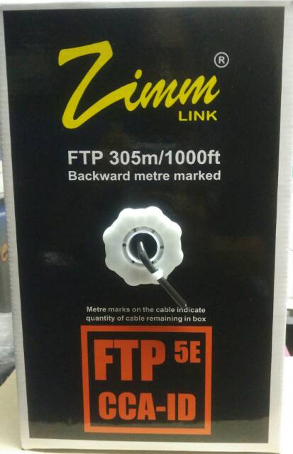 Kabel FTP / STP Cat5e Zimmlink CCA ID - Single JAcket - warna Hitam Zimm Link  ECERAN