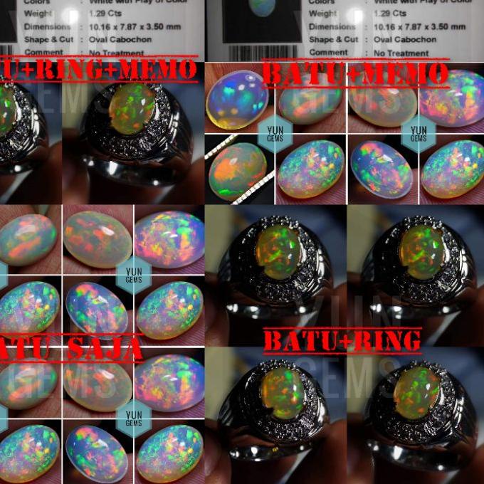 ♫ NATURAL KALIMAYA BLACK OPAL BATU PERMATA BATU CINCIN PRIA BATU AKIK 4 ➭