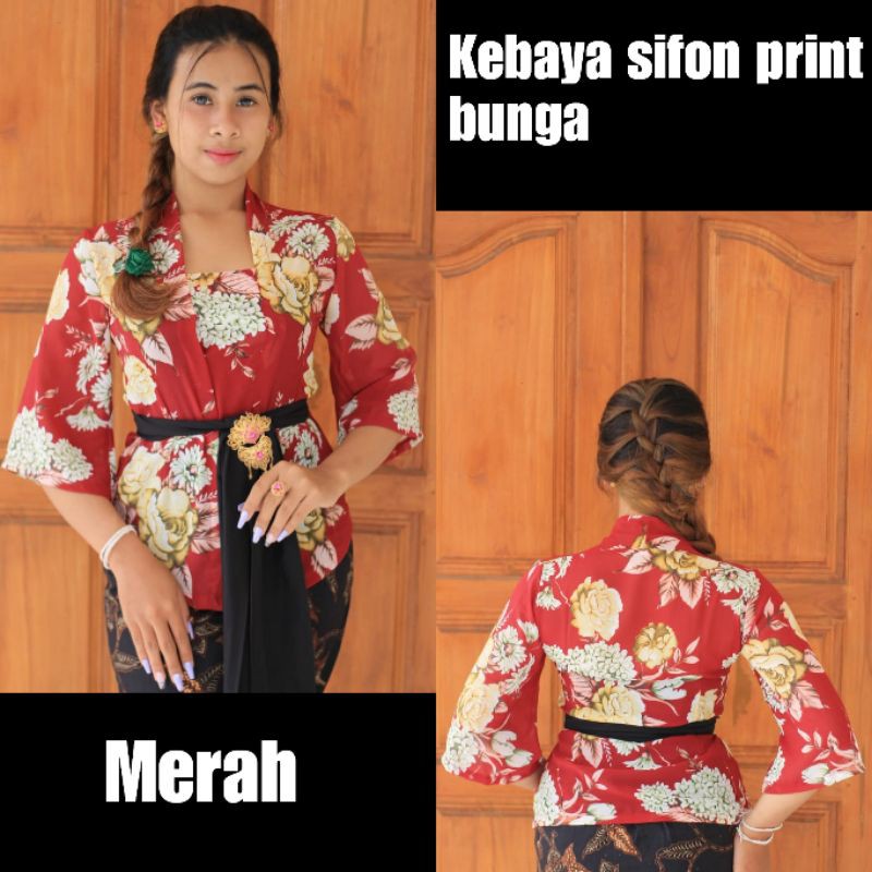 Kebaya sifon print motif bunga/kebaya sifon print/kebaya Bali/ kebaya murah/kebaya kekinian