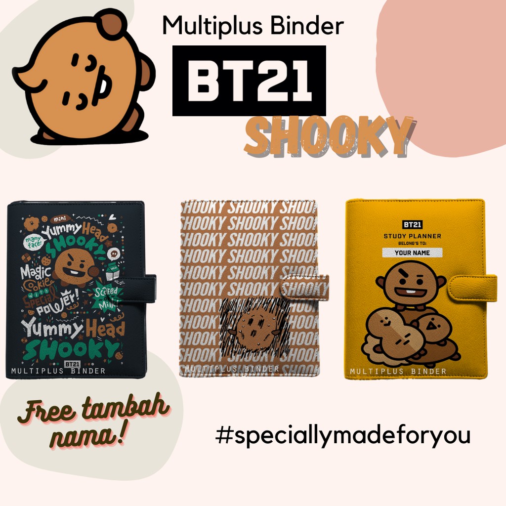 

Binder BT21 Shooky Custom 26 Ring B5 / 20 Ring A5 / 6 Ring A6 FREE Tambah Nama!