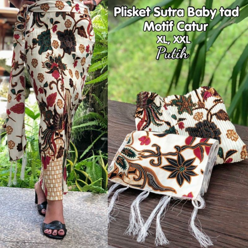 kamen plisket sutra + selendang