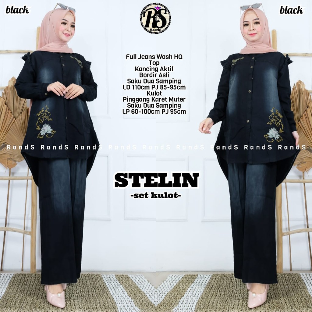 Set Kulot Jeans Premium STEALIN By Rands ORI LD 110  Panjang 85 -95