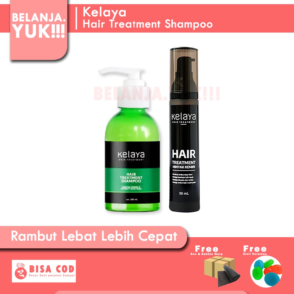 ORIGINAL Kelaya Hair Treatment Shampoo Shampo Botak Rontok Penumbuh Rambut (BELI 2 FREE 1)-Shampo+Minyak Kemiri