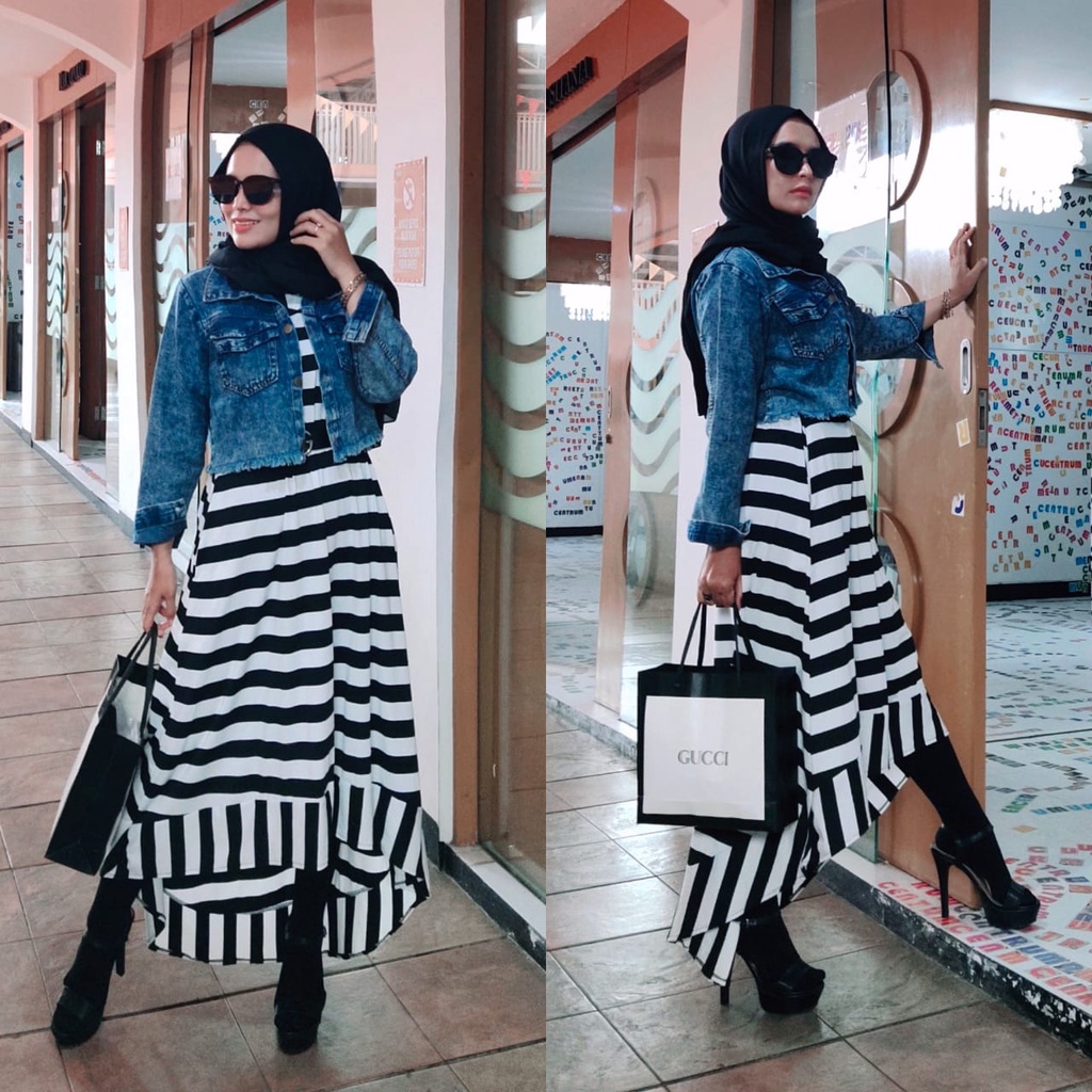 Set Midi DressJaket Jeans Ziana Set by Angghean