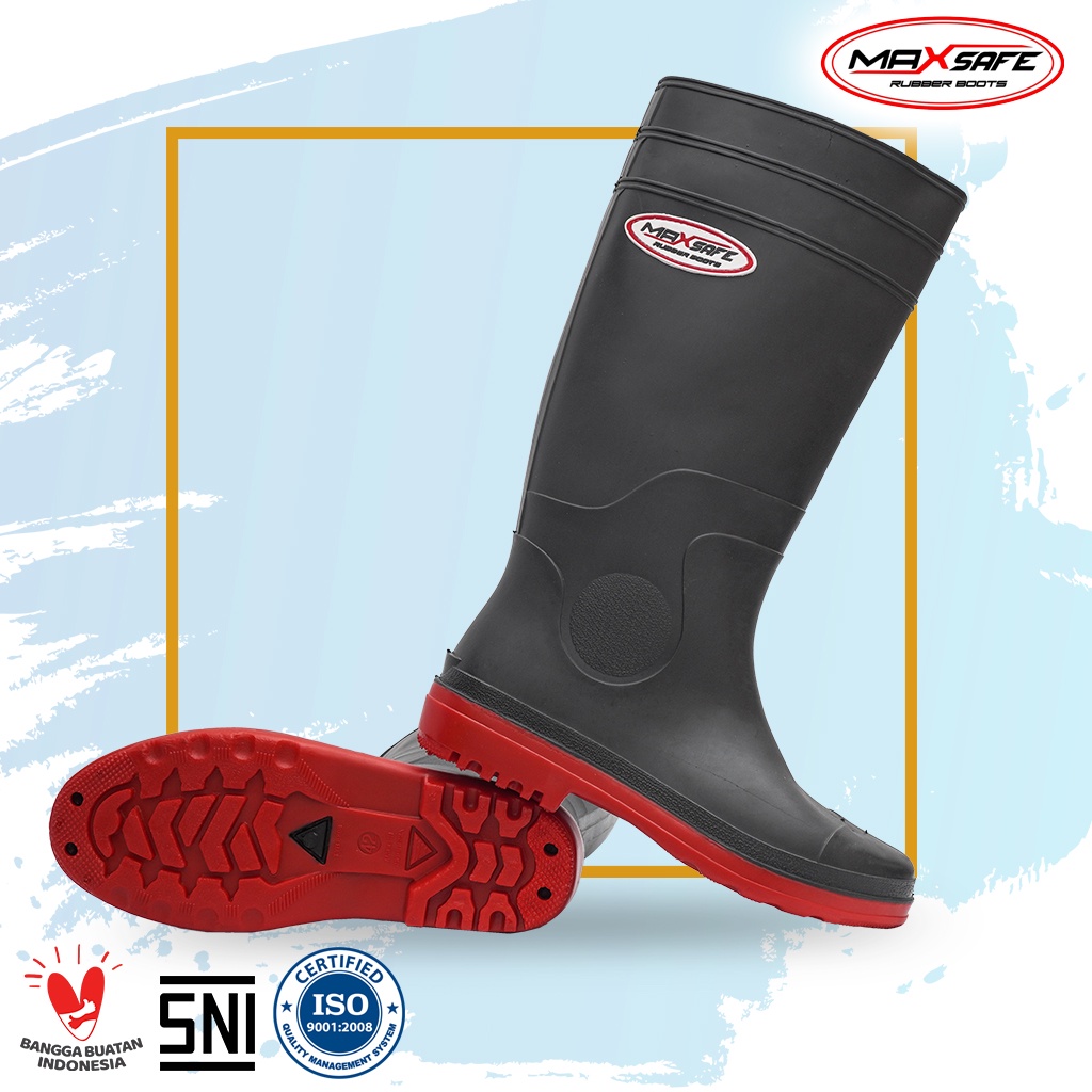 Toyobo Boots &amp; MaxSafe Boots Panjang Hitam Merah