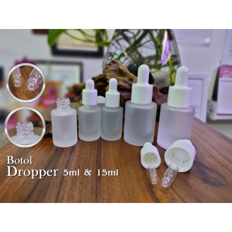Botol serum dropper / pipet kaca doff termasuk pipet 5 dan 15 ml / botol serum/ botol kosmetik