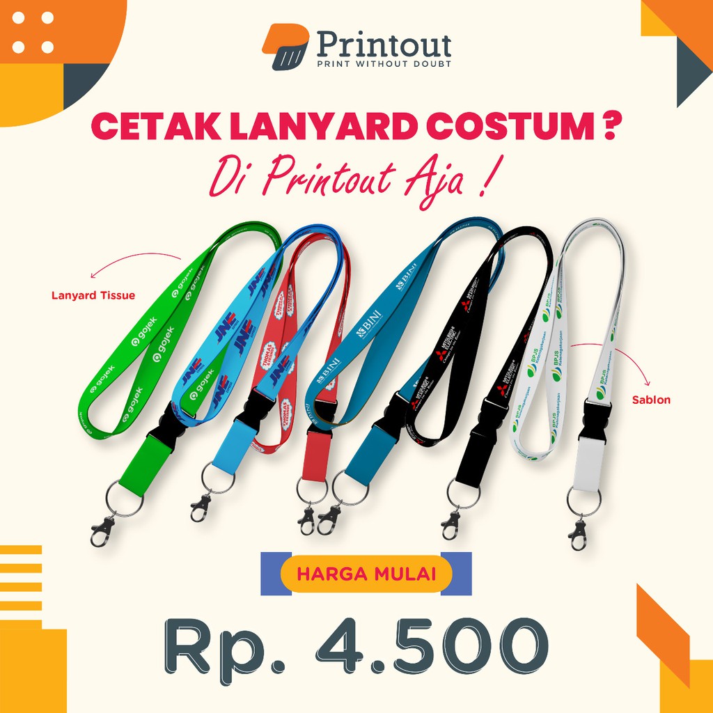 

PRINTOUT LANYARD CUSTOM /ID Card Holder/Gantungan ID Card Bisa Custom Nama/logo perusahaan 2 SISI 1 WARNA