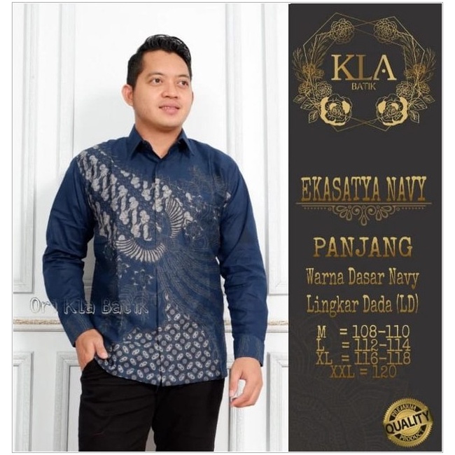 DISKON BESAR EKASATYA NAVY KEMEJA BATIK SOLO PRIA LENGAN PANJANG LAPIS FURING ATASAN PREMIUM MODERN 