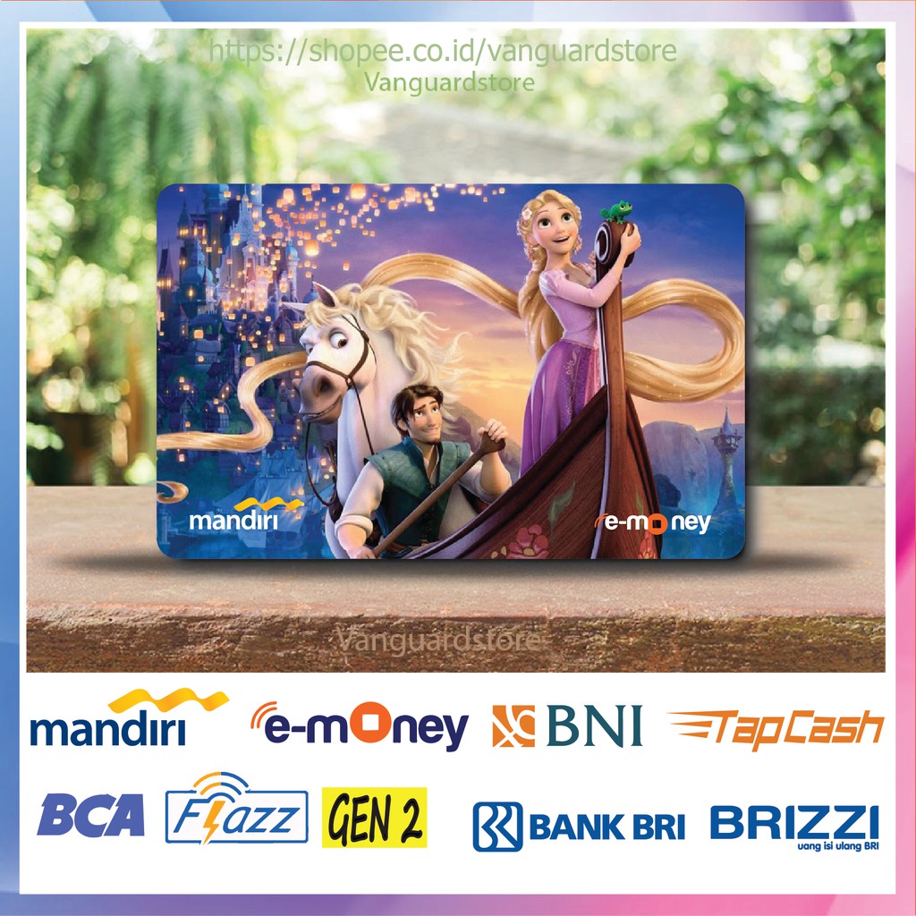 KARTU E MONEY E TOLL RAPUNZEL KARTUN MOVIE 1 EMONEY MANDIRI FLAZZ BCA BNI TAPCASH BRIZZI BRI-1 SISI