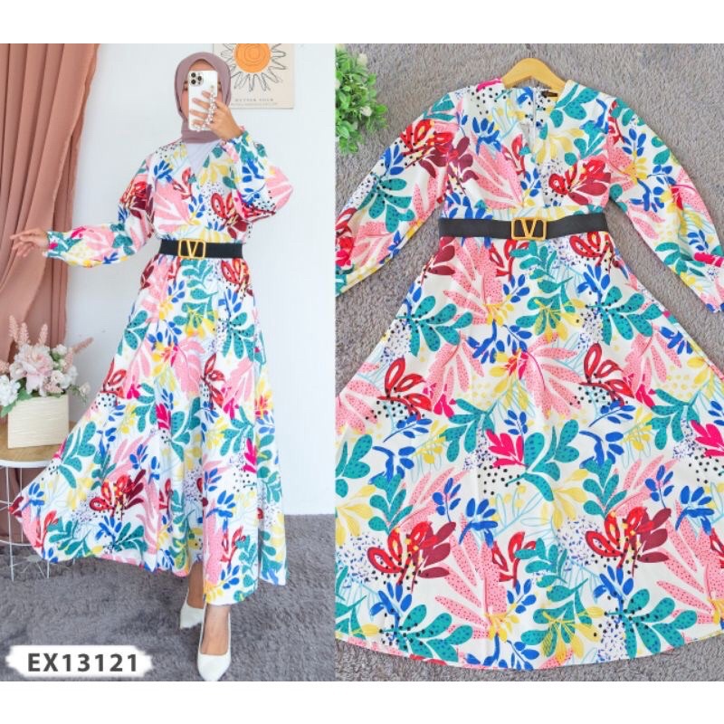 GAMIS EXTU NABILA MELISA MIDI DRESS (COLORFUL RAINBOW) 17109