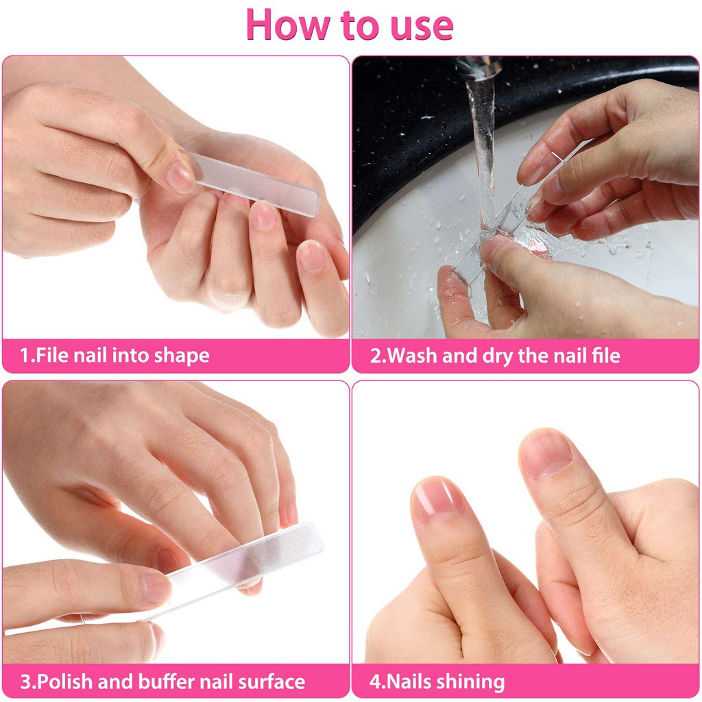 [Bisa COD] Kikir Kuku Mengkilap Bening Kikir Kuku Manicure pengkilap kaca asahan kuku nail file buffer shiner nano file