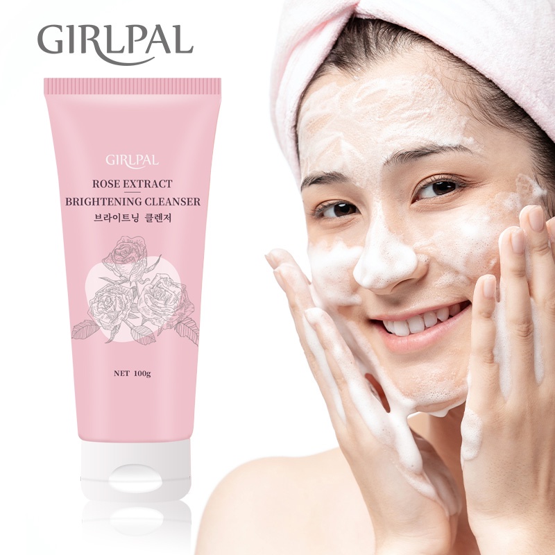 GIRLPAL 100g Rose Brightening Foaming Cleanser - Niacinamide Facial Cleanser Brightening Clean Pore Cleanser GPSRF1006