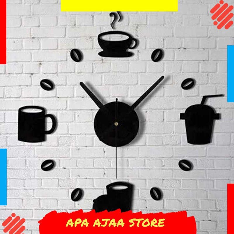 Hot Promo ! Taffware Jam Dinding DIY Giant Wall Clock Model Kopi Cafe - DIY-07