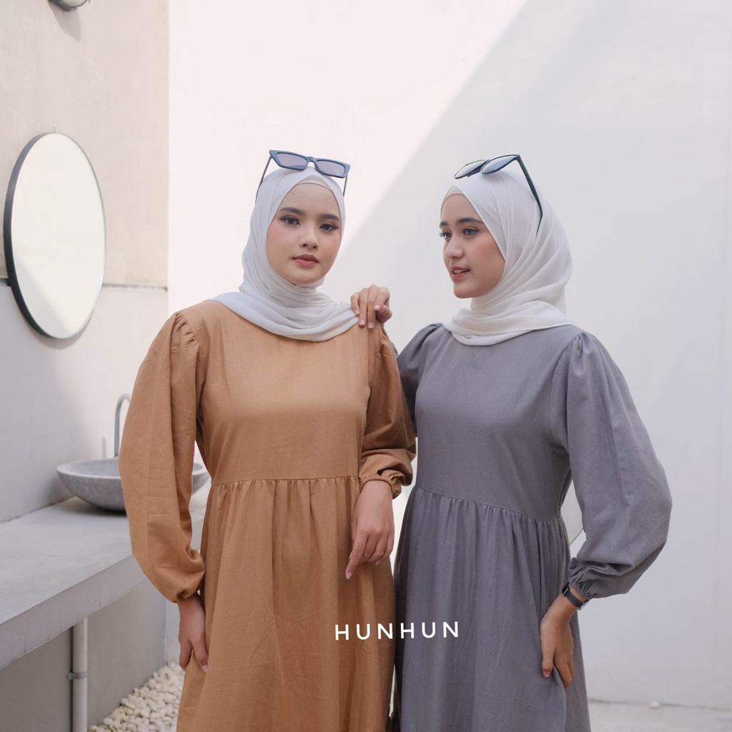 Almira Dress Linen Premium Gamis Linen Hits Termurah Pusatgrosir_solo