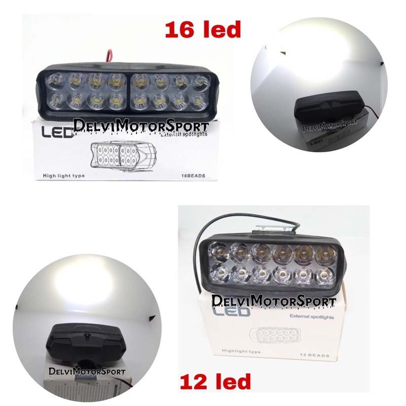 Lampu Tembak Sorot Kotak 12 &16 Mata LED Buat Motor Mobil/lampu tembak sorot 20 watt