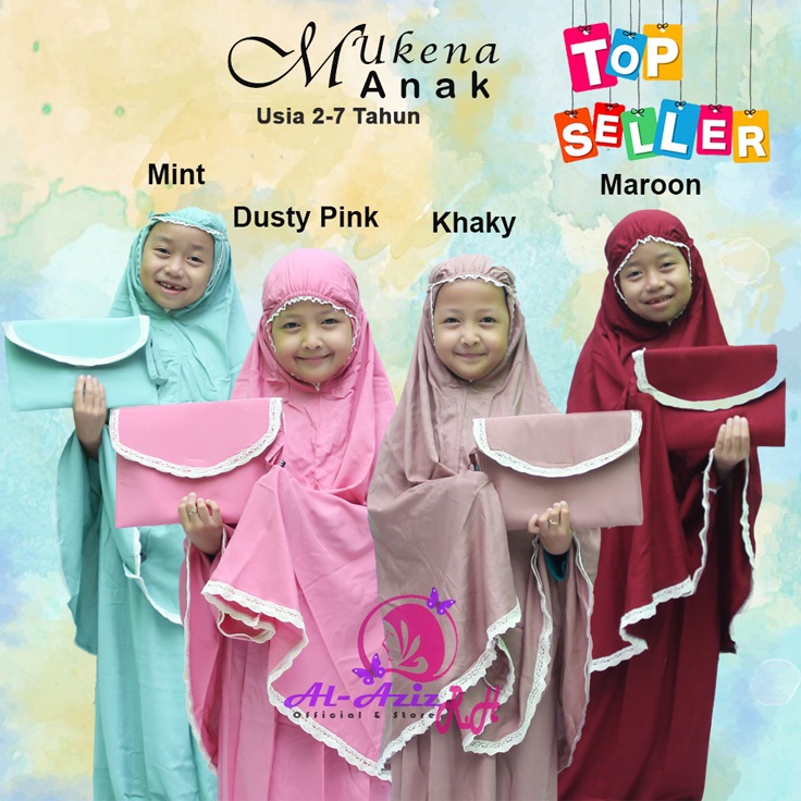 Mukena Traveling AL-AZIZ R.H Renda Anak Usia 2 Sampai 7 Tahun Katun Rayon