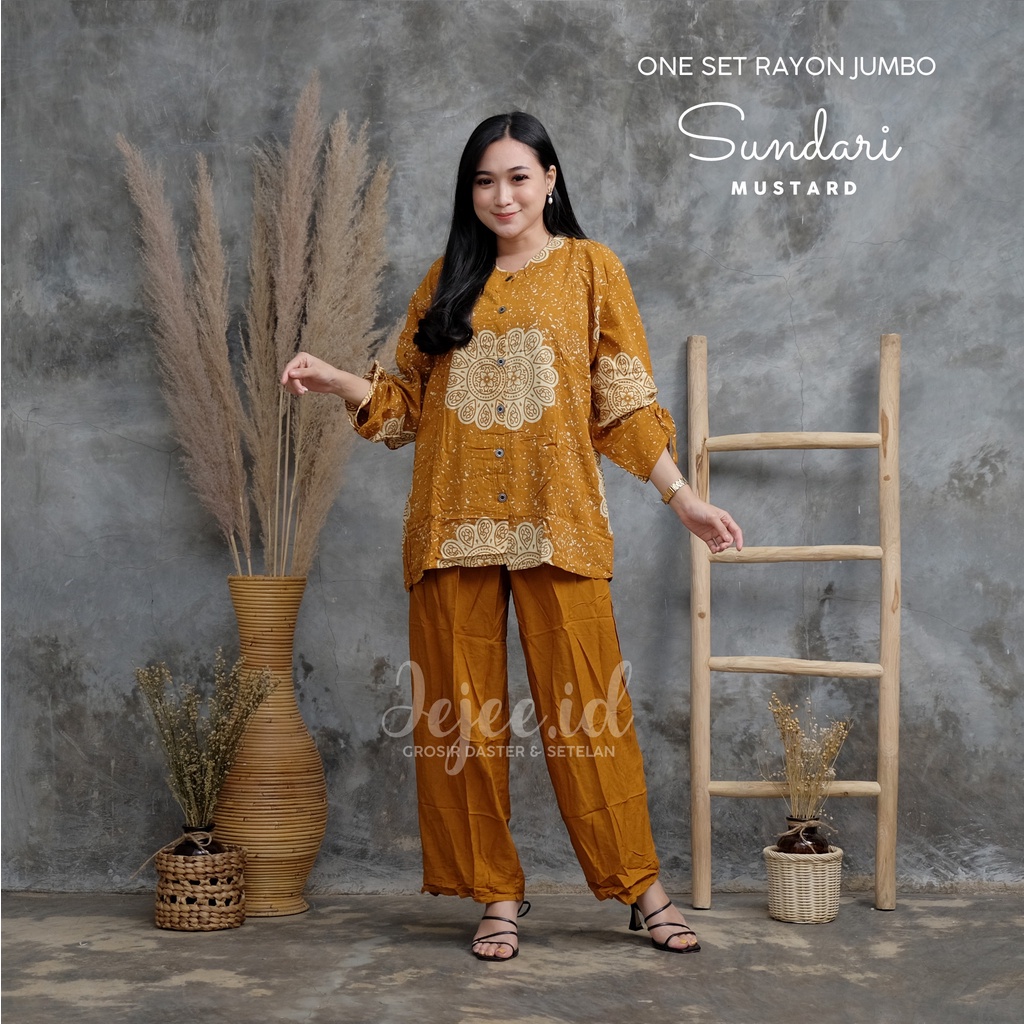 SETELAN RAYON JUMBO LD 120 CM BIG SIZE SUNDARI SET PIYAMA TIE DYE LENGAN PANJANG KANCING