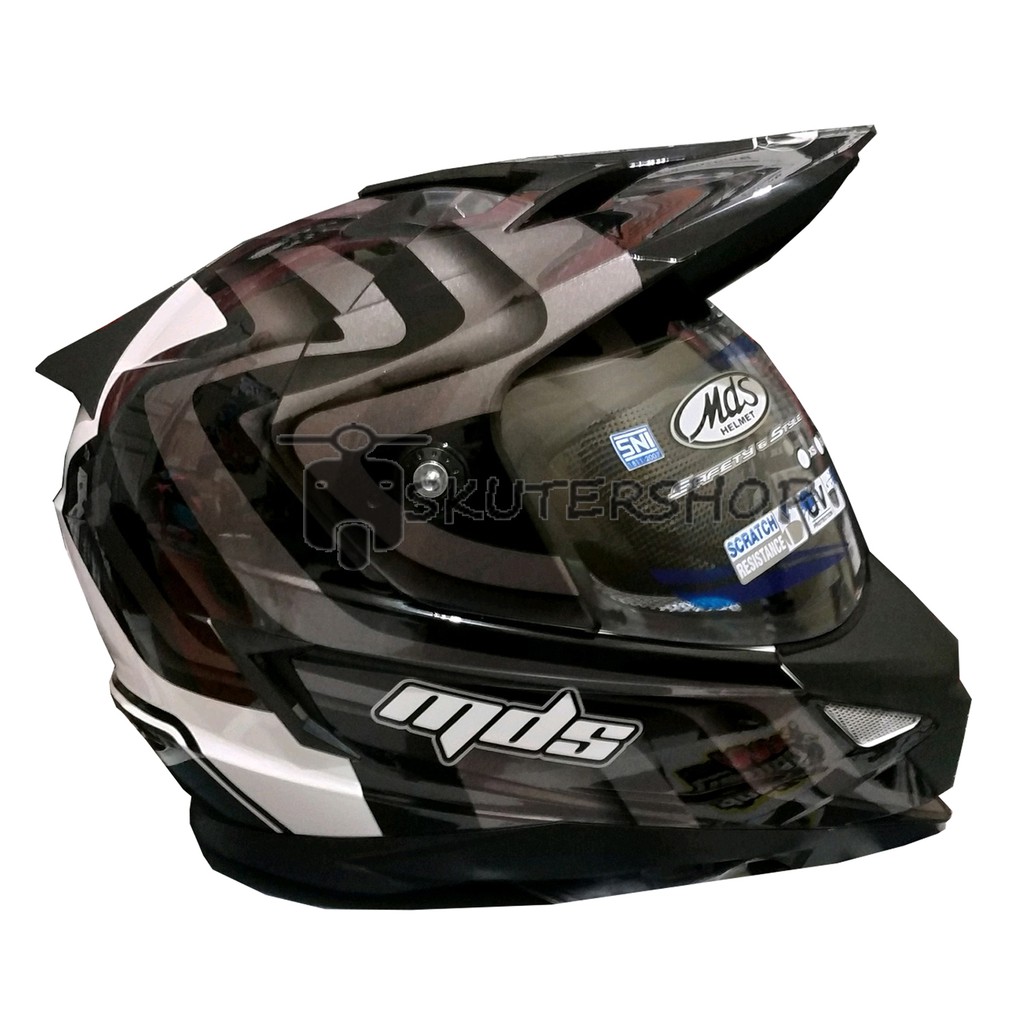 Skuterhelm91 Helm MDS Full Face SNI Motocross Super Pro Seri 2 Gunmetal