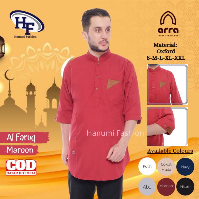 Pakaian Fashion Baju Koko Kokoh Arra Al Faruq Alfaruk Al Faruk Muslim Gamis Pria Cowok Cowo Laki Lak