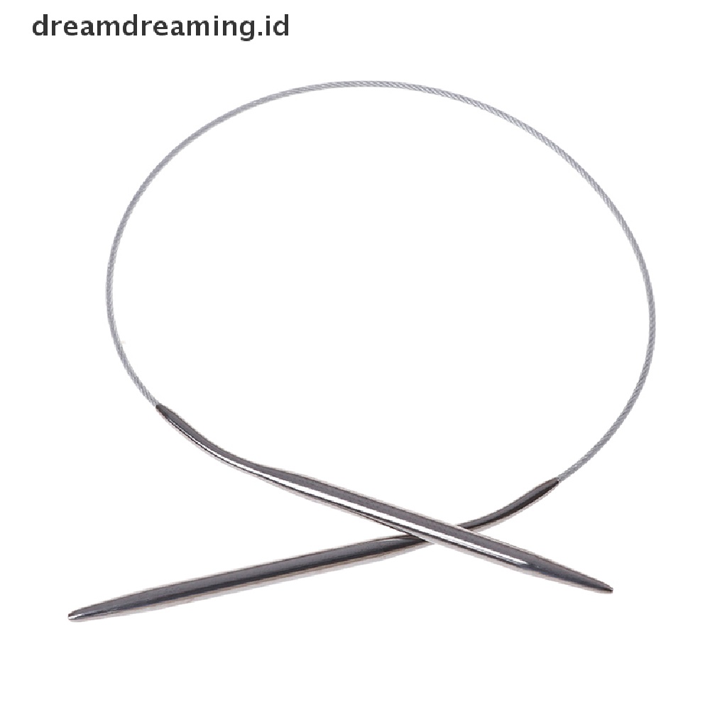 (dreamdreaming.id) 11pcs / set Jarum Rajut circular Bahan stainless Steel Ukuran 6-16 43 / 65 / 80cm