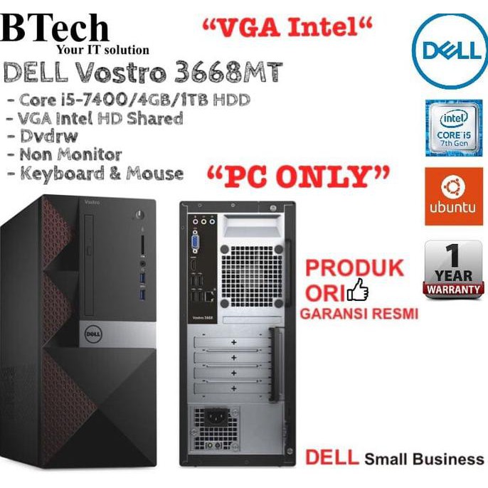 DELL Vostro 3668MT Core i5-7400 Vga Intel "PC ONLY"