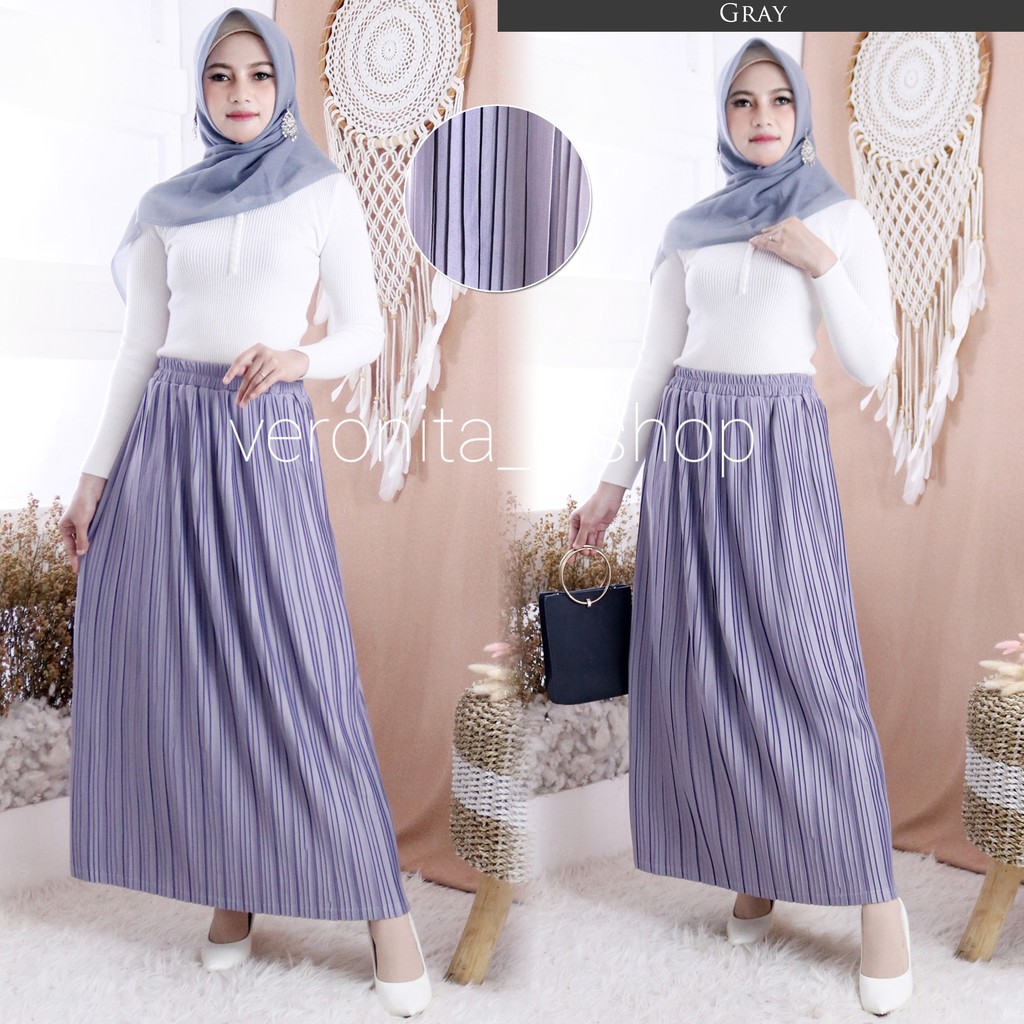 Veronita Rok Plisket panjang Rok muslim/Mayung/Payung Bawahan Rok bahan Terbaru Termurah Terlaris