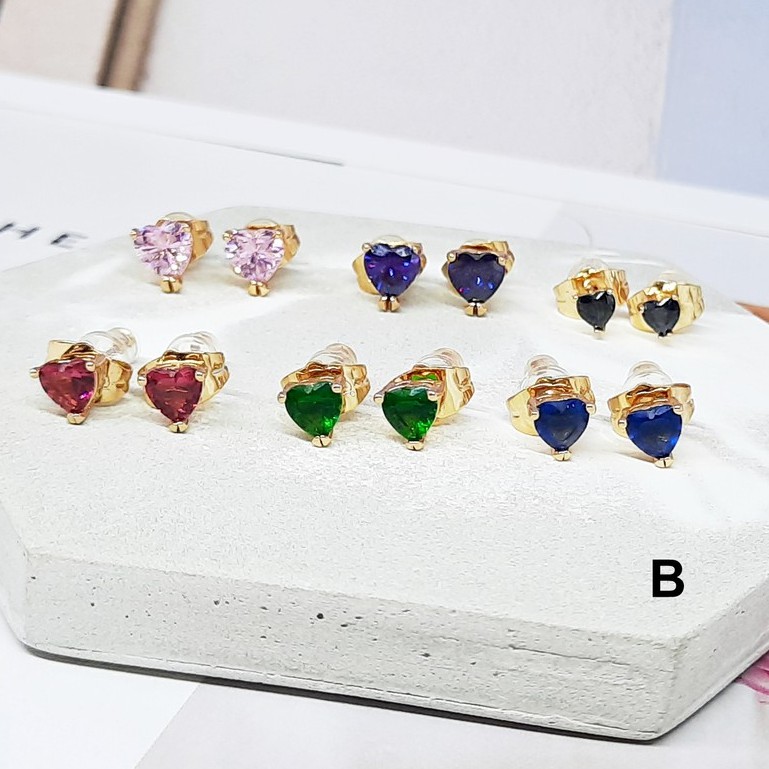 Anting Premium Solitaire Tusuk Emas Gold 5mm Batu Berlian Imitasi Xuping Asli - BE210