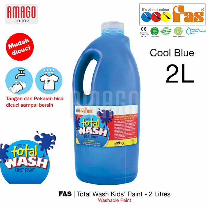 FAS TOTAL WASH PAINT - 2 LITER - CAT MUDAH DIBERSIHKAN - COOL BLUE