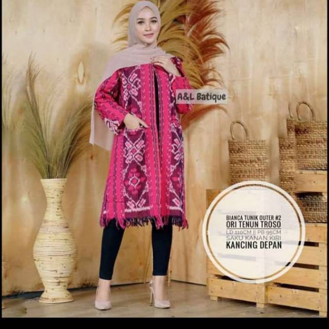 Kardigan tenun motif mounere pinky