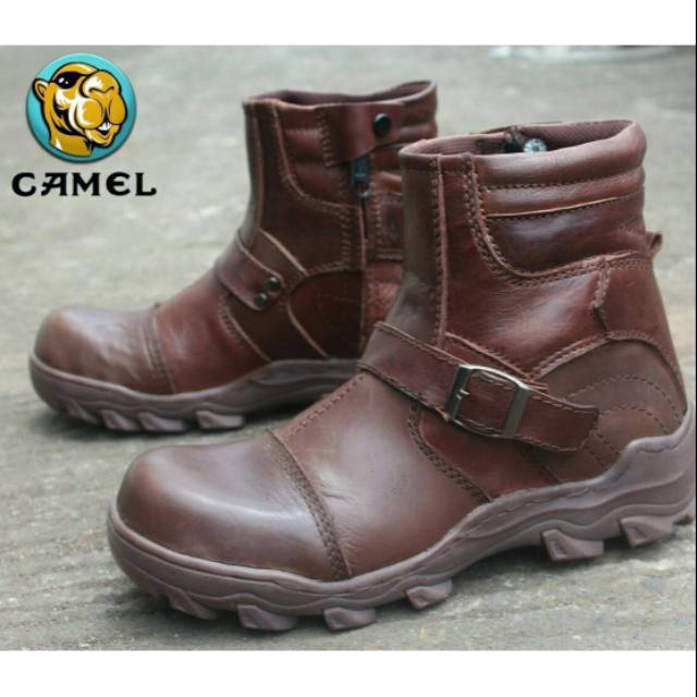 SEPATU BOOTS SAFETY CAMEL KULIT ASLI