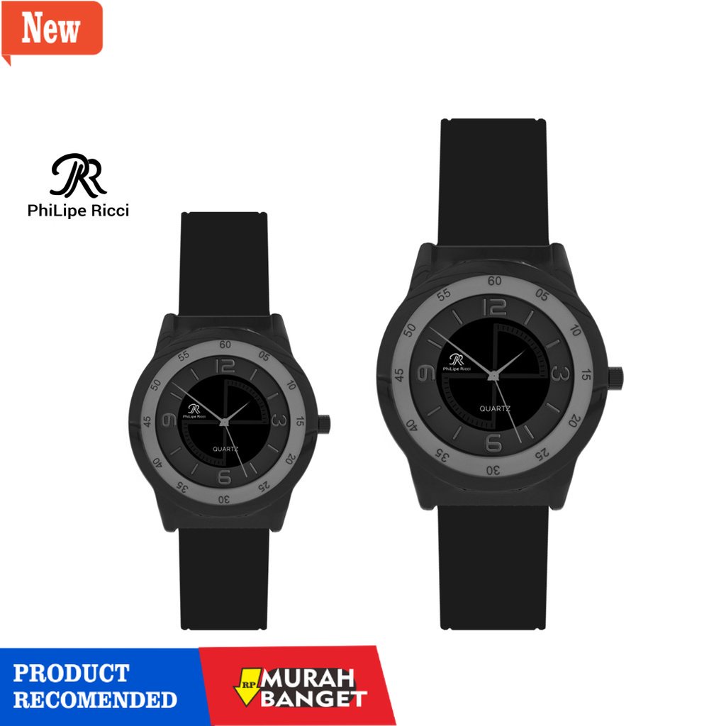 Jam tangan couple terbaik- PhiLipe Ricci Jam Tangan Couple Karet Analog Terbaru 6013 Free Box