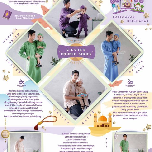 Couple Koko Zavier dan Jubah koko warna Beige dan Ungu